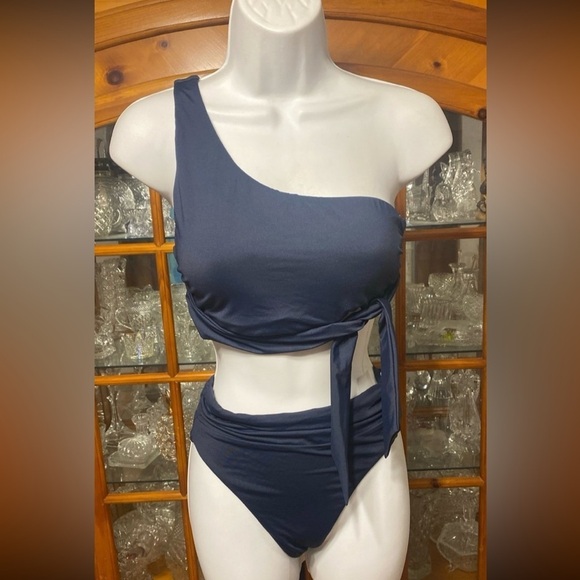 Seafolly One Shoulder Top High Leg Cheeky Bottom Bikini NWT size 6 & 8 - Picture 5 of 10